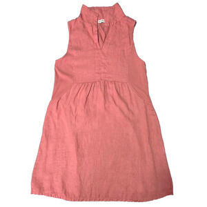 TERZO MILLENNIO Italy Linen Dress Sleeveless Ribbed Knit Panels Large